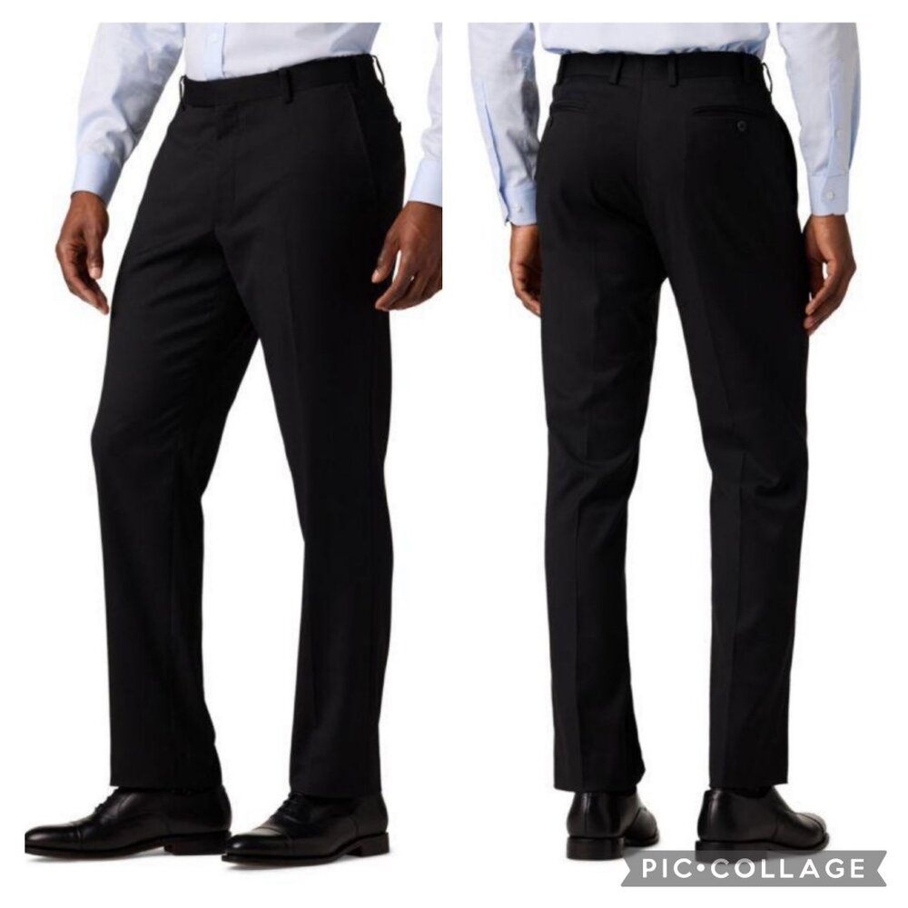 Alton Lane Tailored Fit Dress‎ Pants Mens Size 38 Black Groom Formal